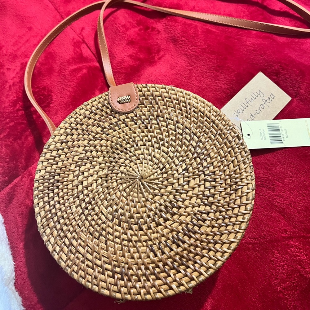 Ratan circle wooden bag from Bali